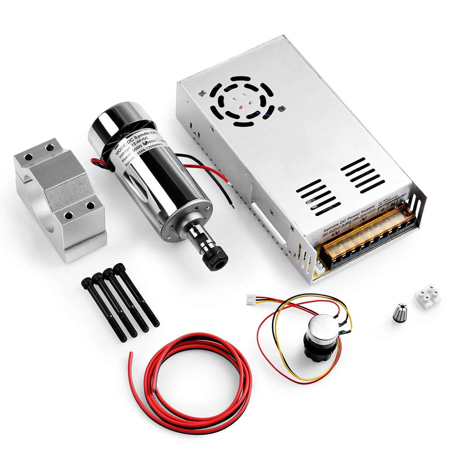 52mm Aluminum 300W Z-Axis Spindle Motor Kit, for 3018, 4040, 3030-PROVer, PROVerXL CNC router