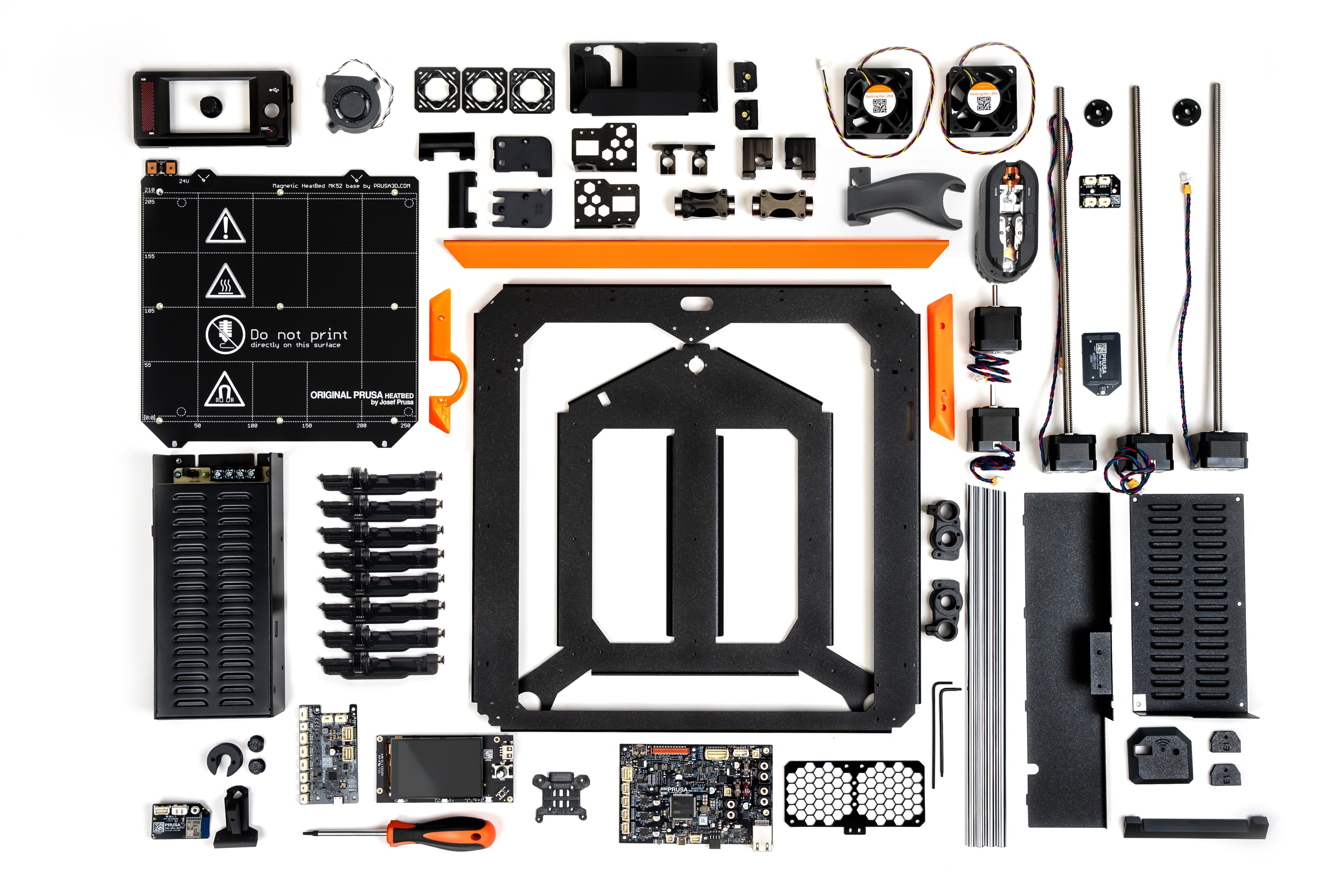 CORE One L+ with spare print tips sitting on a front rack