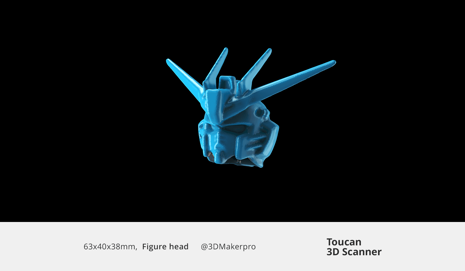 High-detail 3D scan of a figure head model produced by Toucan 3D scanner.