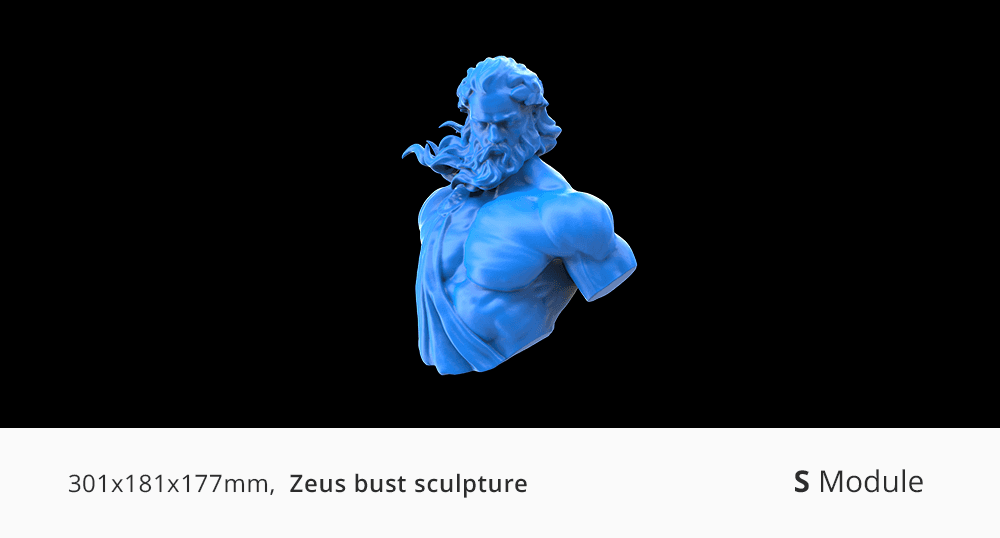 Intricate Zeus bust sculpture 3D scan captured by 3DMakerpro Turtle S Module.