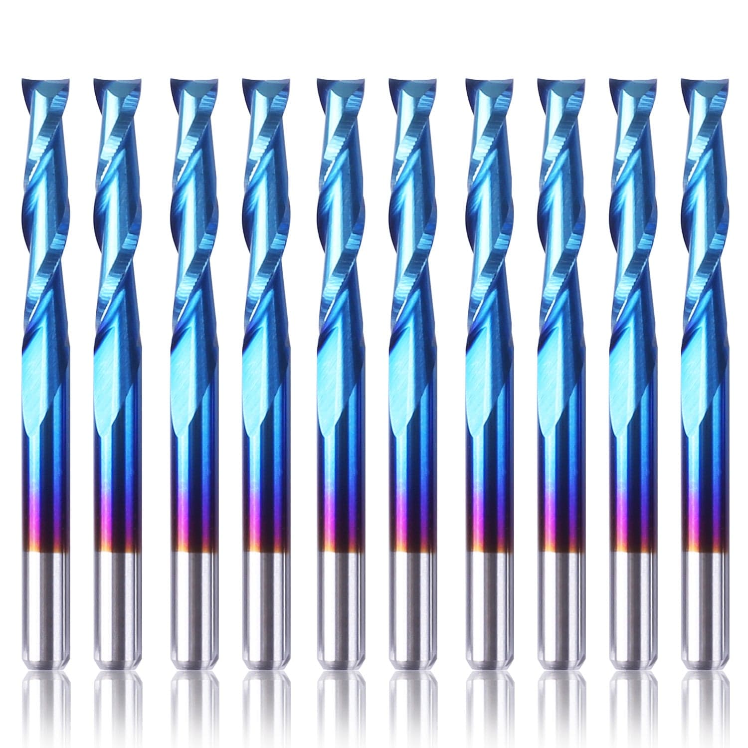 SF17, 1/8" Shank, Flat Nose, 2 Flute, Upcut, 3.175mm Cutting, 10 Pcs